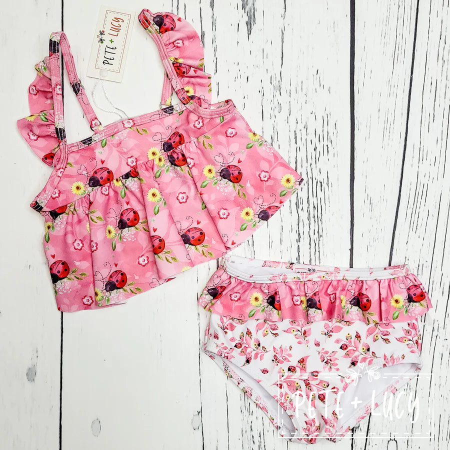 Pete + Lucy Sweet Ladybugs 2 pc girls swimsuit