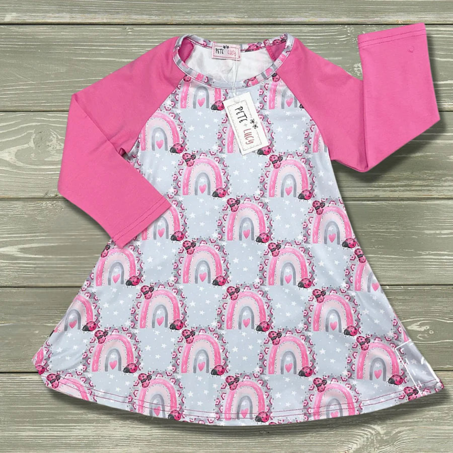 Pete + Lucy Girls Lucky Ladybugs L/S Dress