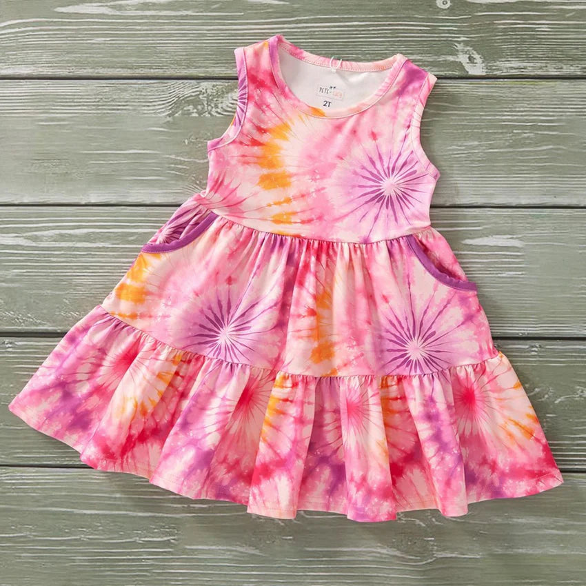 Pete + Lucy Tie Dye Vibes Girl's Dress