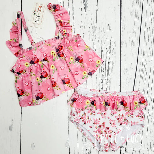 Pete + Lucy Sweet Ladybugs 2 pc girls swimsuit