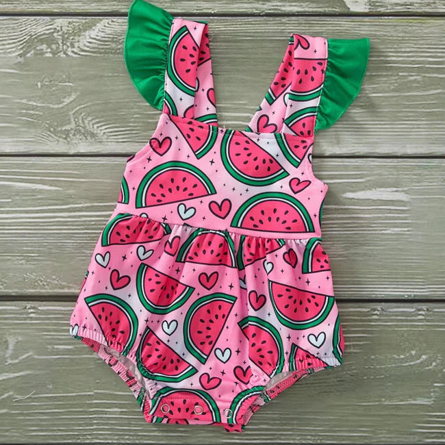 Pete + Lucy Lovely Watermelons Girls Infant Romper